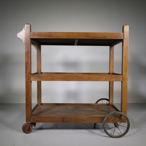 Heals Large Edwardian Antique Teak Trolley