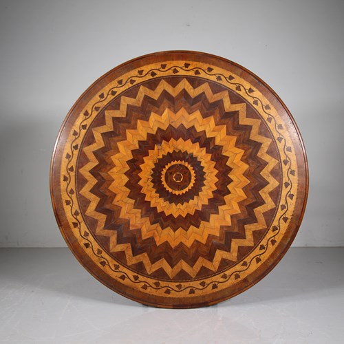 Amazing Irish 19Th Century Antique Killarney Inlaid Table Top 