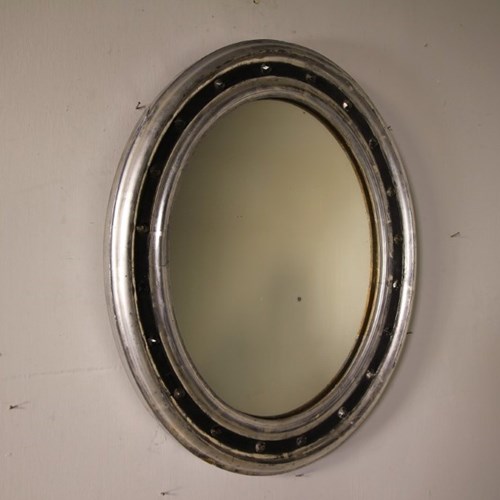 19Th Century Irish Antique Oval Silver Gilt Wall Mirror