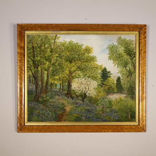 Beautiful English Antique Spring Woodland Woolwork