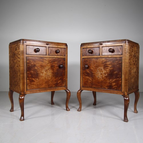 Pair Of English 1920'S Quality Bedside Cabinets By Bowman Brothers - Labelled 