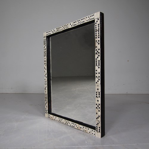  Antique Bone Domino Oak Framed Mirror