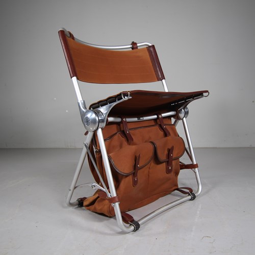 David Linley Aluminium Leather & Canvas Folding Vintage Architect's Chair