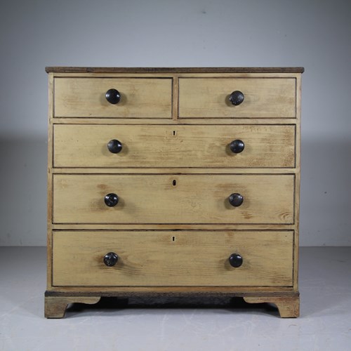 Regency Original Painted Pine English Antique Chest Of Drawers