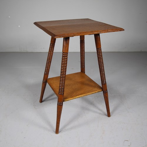Edwardian Goodyers Antique Oak Side Table By William Birch - Labelled