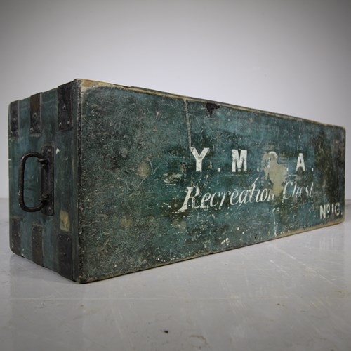 Large 19Th Century Original Painted Pine Antique Storage Box