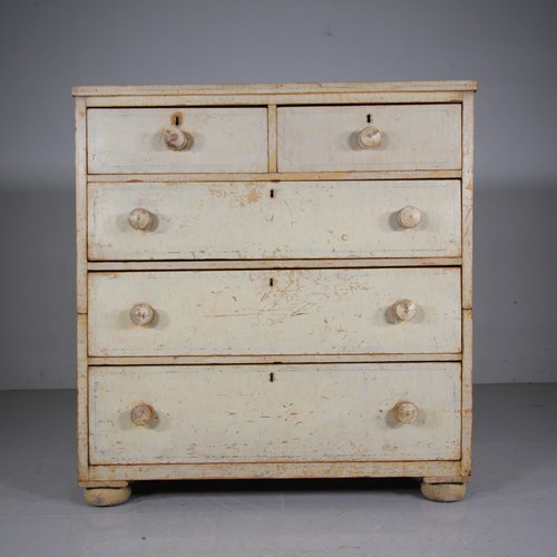 Regency Original Painted Pine Antique Chest Of Drawers - Originally Made In Two 