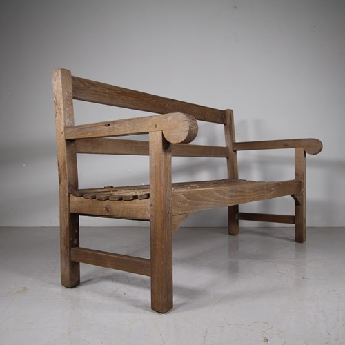 Rare 1920'S Heals Letchworth Model Teak Garden Bench Seat 