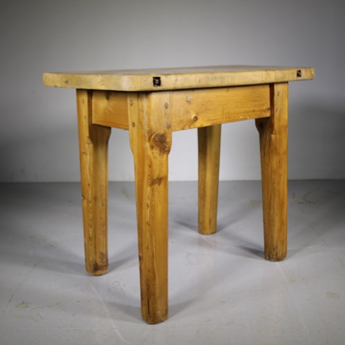 English 19Th Century Antique Sycamore Butcher Block Table 