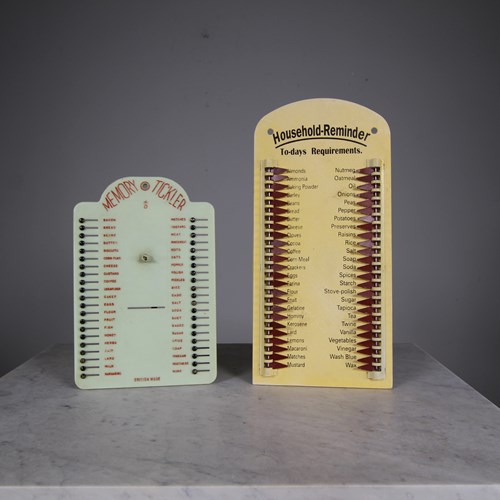Two 1930’S Wall / Kitchen Household List Reminders 