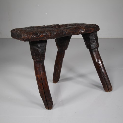 True English Georgian Antique Hedgerow Primitive Antique Stool 