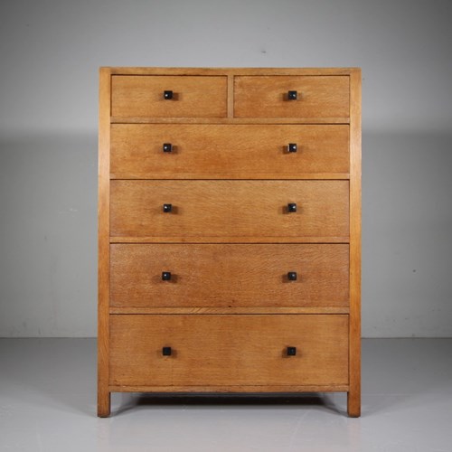 Superb Large Heals Of London Antique Oak Chest Of Drawers - Stamped