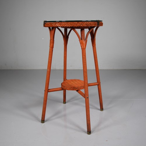 English 1930'S Lloyd Loom Side Table - Original Paint