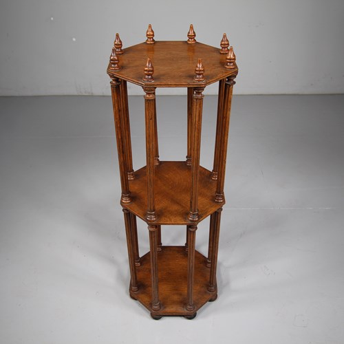 English 19Th Century Antique Oak Library Scroll Stand 