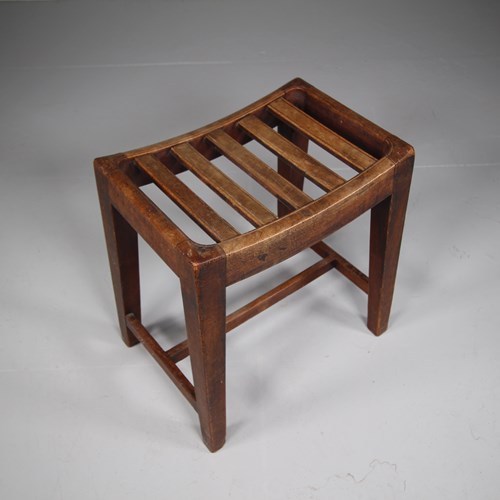 English Georgian Antique Mahogany Shaped & Slatted Stool