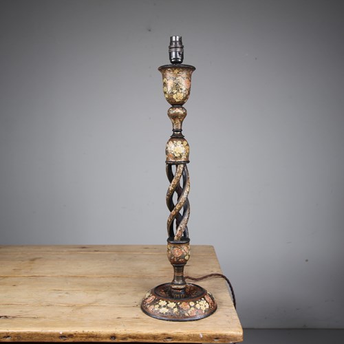 Tall Edwardian Antique Kashmiri Table Lamp 