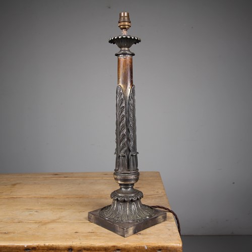 Tall Regency Antique Silver Plated Table Lamp 
