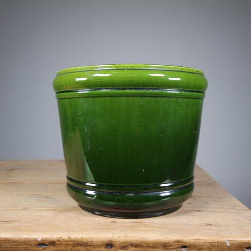 Large English 19Th Century Burmantofts Antique Glazed Plant Display Pot