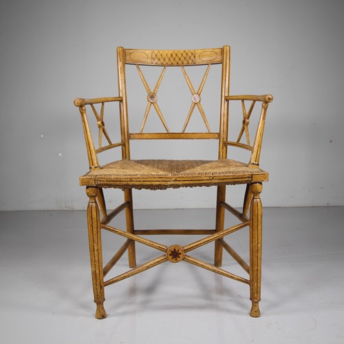 Regency Original Painted Antique Sussex Counrty Armchair 