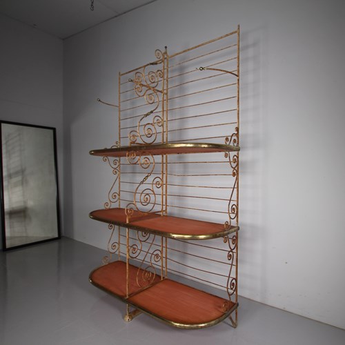 Large 19Th Century Parisian Antique Baker's Wrought Iron Rack - Stamped 