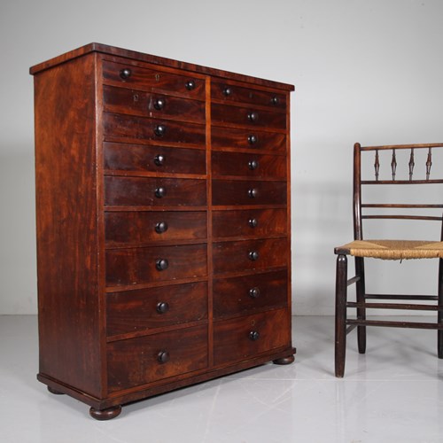 Regency English Antique Mahogany Bank Of Drawers