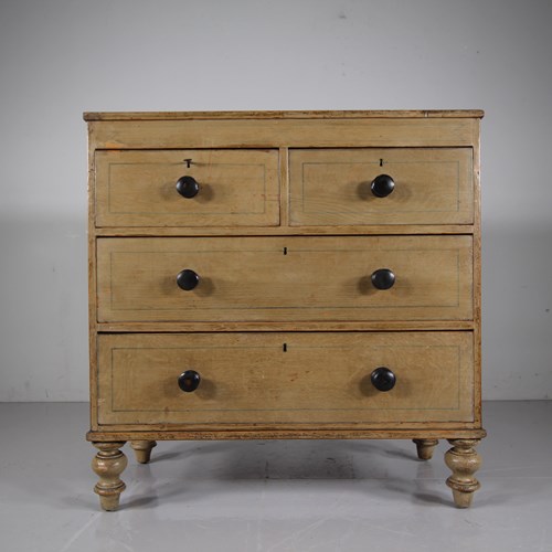 Regency English Original Painted Pine Antique Chest Of Drawers
