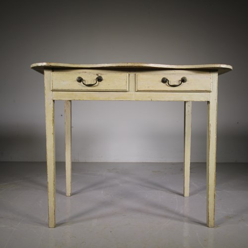 English 18Th Century Antique Original Painted Pine Side Table 