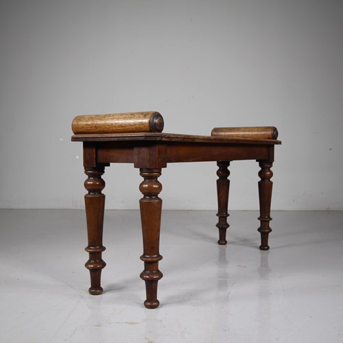 Large English 19Th Century Antique Oak Window Seat 