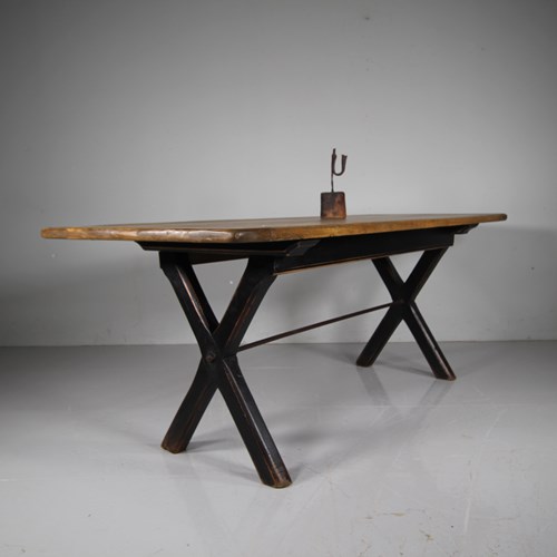 19Th Century Antique Oak Tavern Dining Table 
