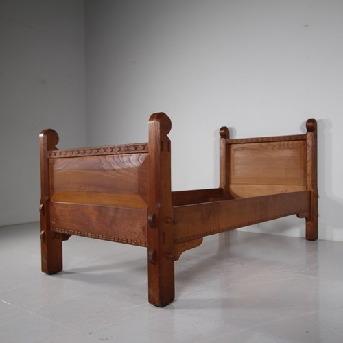 1930'S Stanley Webb Davies Oak Single Bed Signed & Dated 