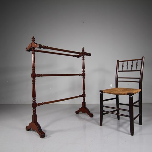 Large Oversized William IV Antique Clothes / Towel Rail 