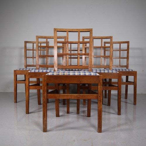 Set Of Six Edward Barnsley 1930'S Dining Chairs- Each Stamped 