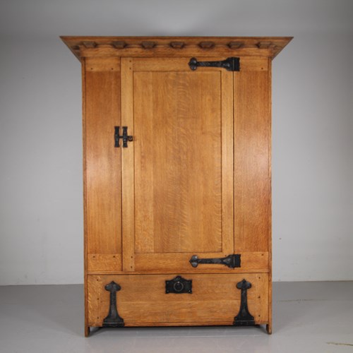 Very Rare Heals Antique St. Ives Oak Cupboard- Stamped