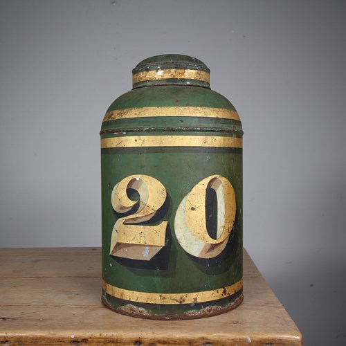 Large English 19Th Century Antique Toleware Tea Tin 