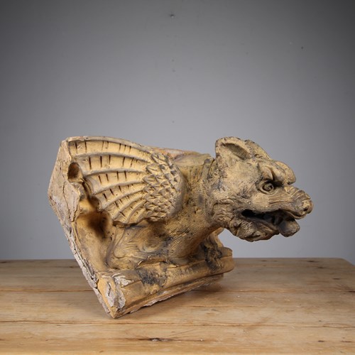 Wonderful 19Th Century English Antique Terracotta Gargoyle 