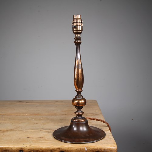 English Antique Coppered Table Lamp By Richard Evered & Sons 
