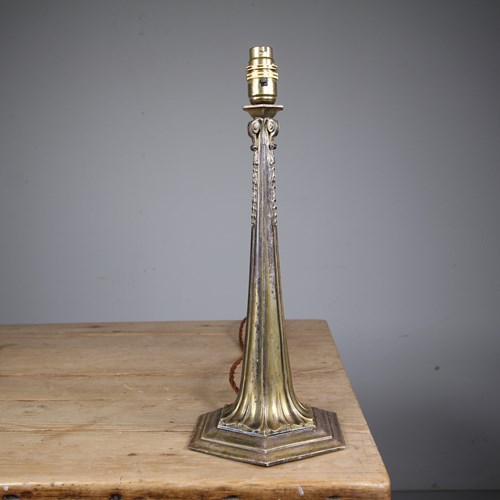 Tall Antique Silver Plated Table Lamp – Rewired