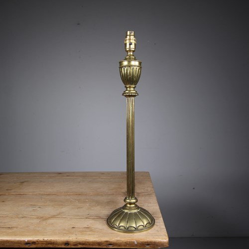 Tall English Edwardian Antique Brass Table Lamp - Rewired