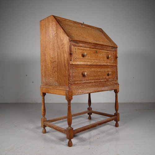 Heals Of London 1920’S Oak Writing Bureau – Labelled 