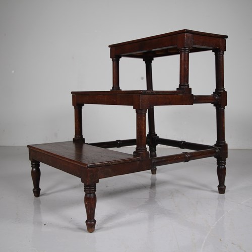 English 19Th Century Antique Mahogany Library Steps