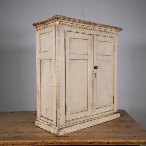 Beautiful Original Painted Pine English Antique Wall Cupboard