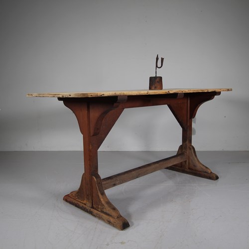 English 19Th Century Antique Tavern Dining Table In Original Paint- 2 Available