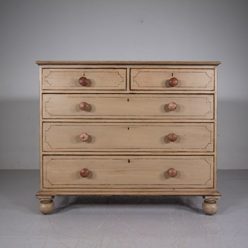 English Georgian Painted Pine Antique Chest Of Drawers