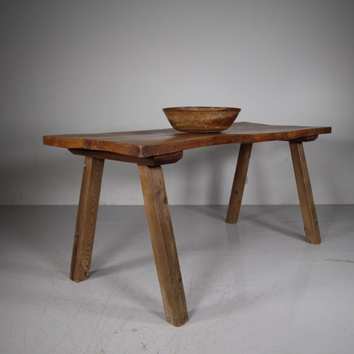 English Early 19Th Century Primitive Antique Elm Dining Table 