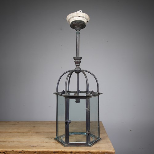  English 19Th Century Bronze Antique Hallway Lantern