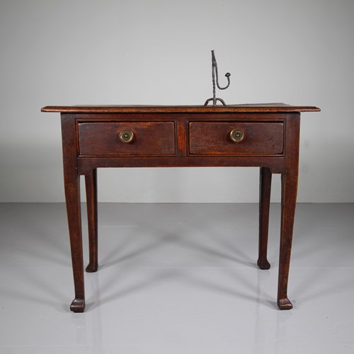 English 18Th Century Antique Elm & Fruit Wood Side Table 