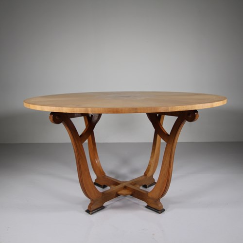 English Art Deco Antique Circular Dining Table - Top Quality