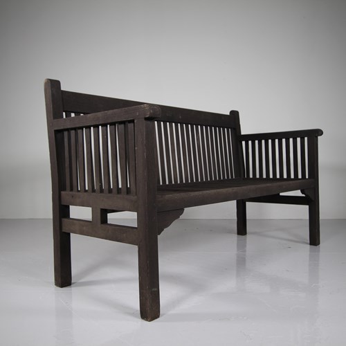 Heals Edwardian Antique Garden Bench Seat With Label