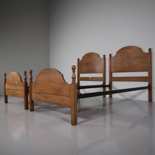 Pair Of Early Heals Edwardian Antique Single Beds - Labelled 