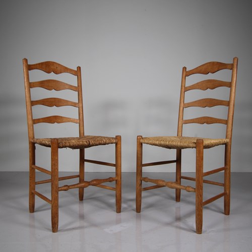 Pair Of Neville Neal 1920'S Ladderback Chairs - Stamped 